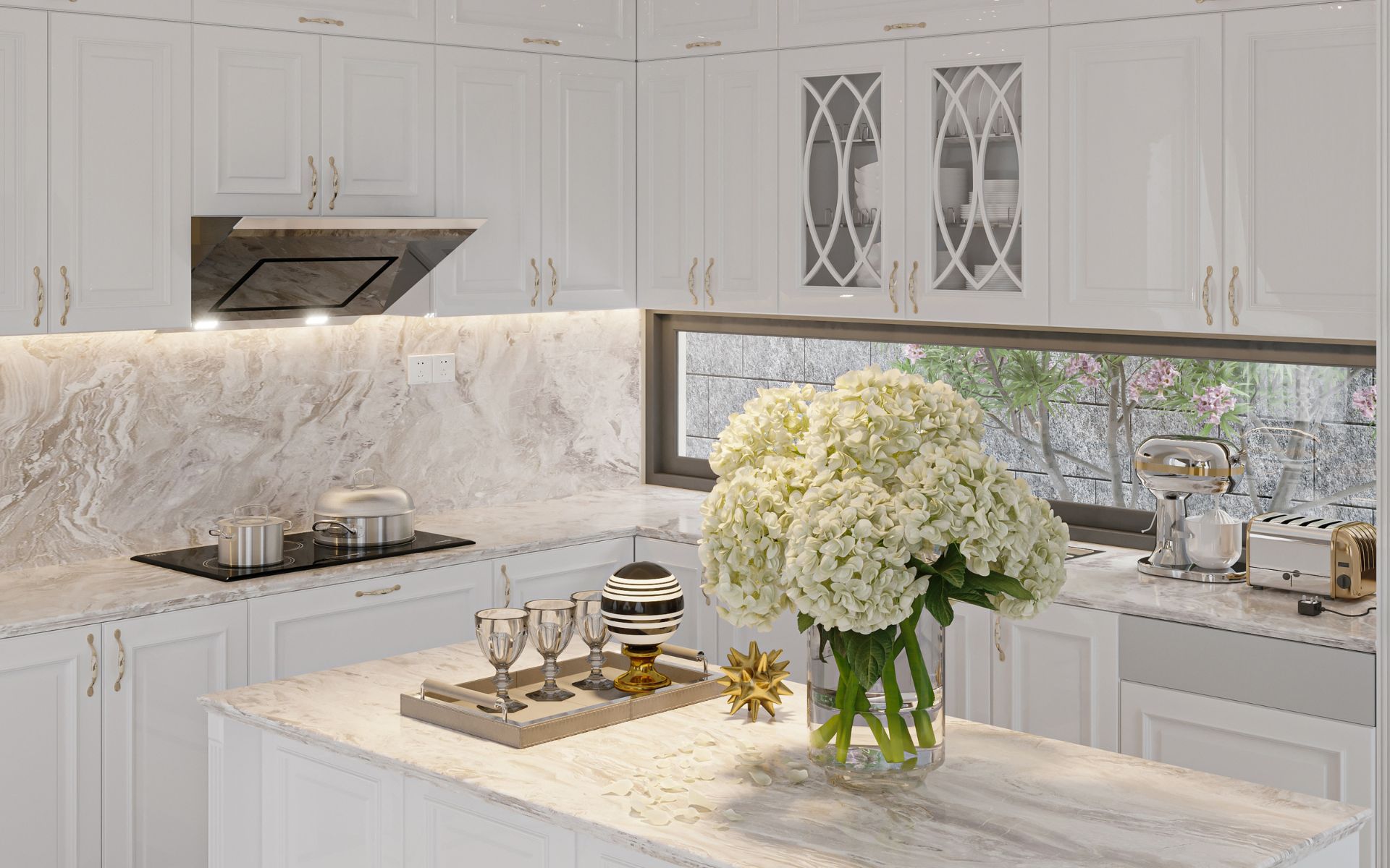 Marble kitchen countertop